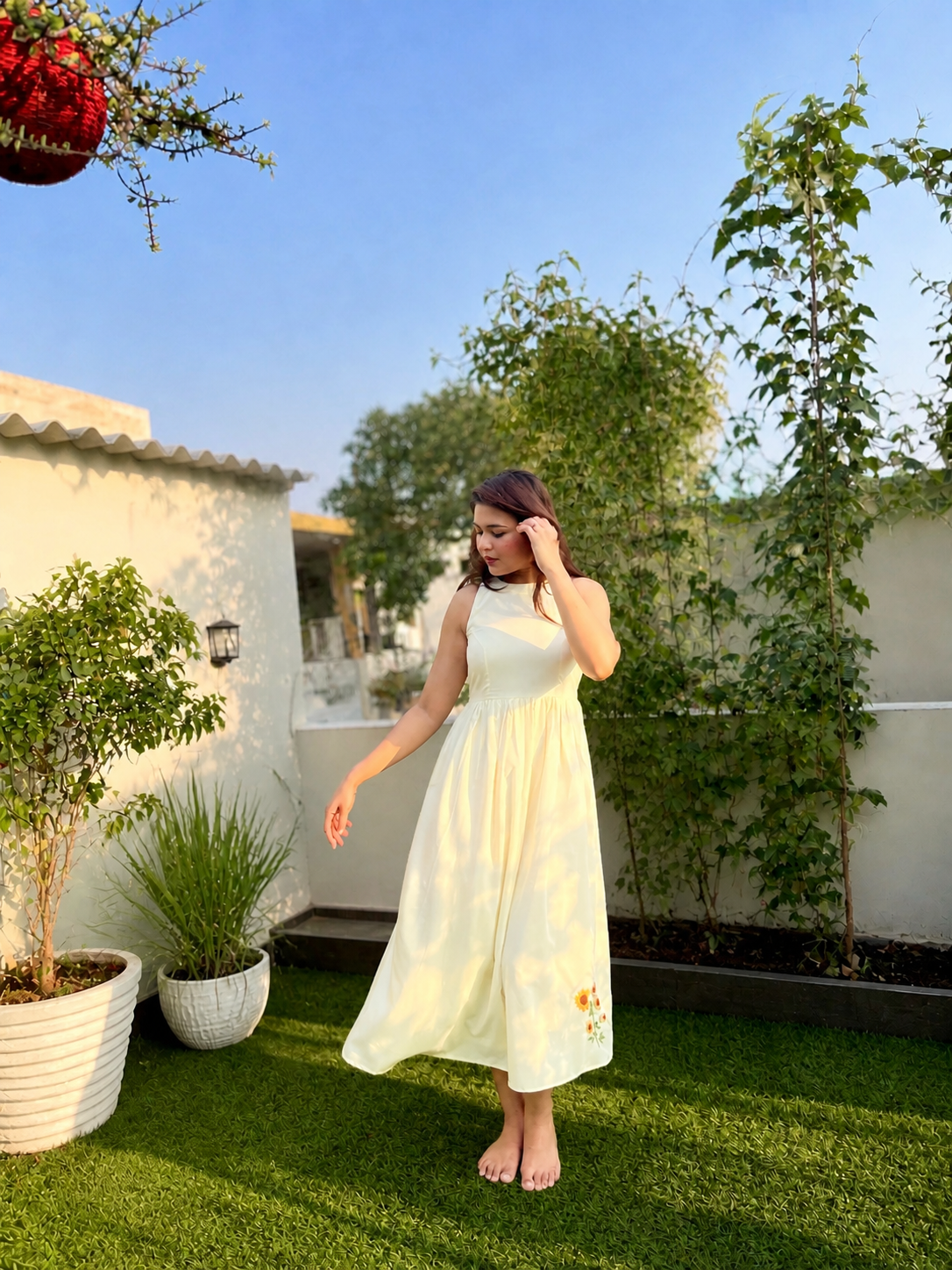 Butter yellow sunflower dress