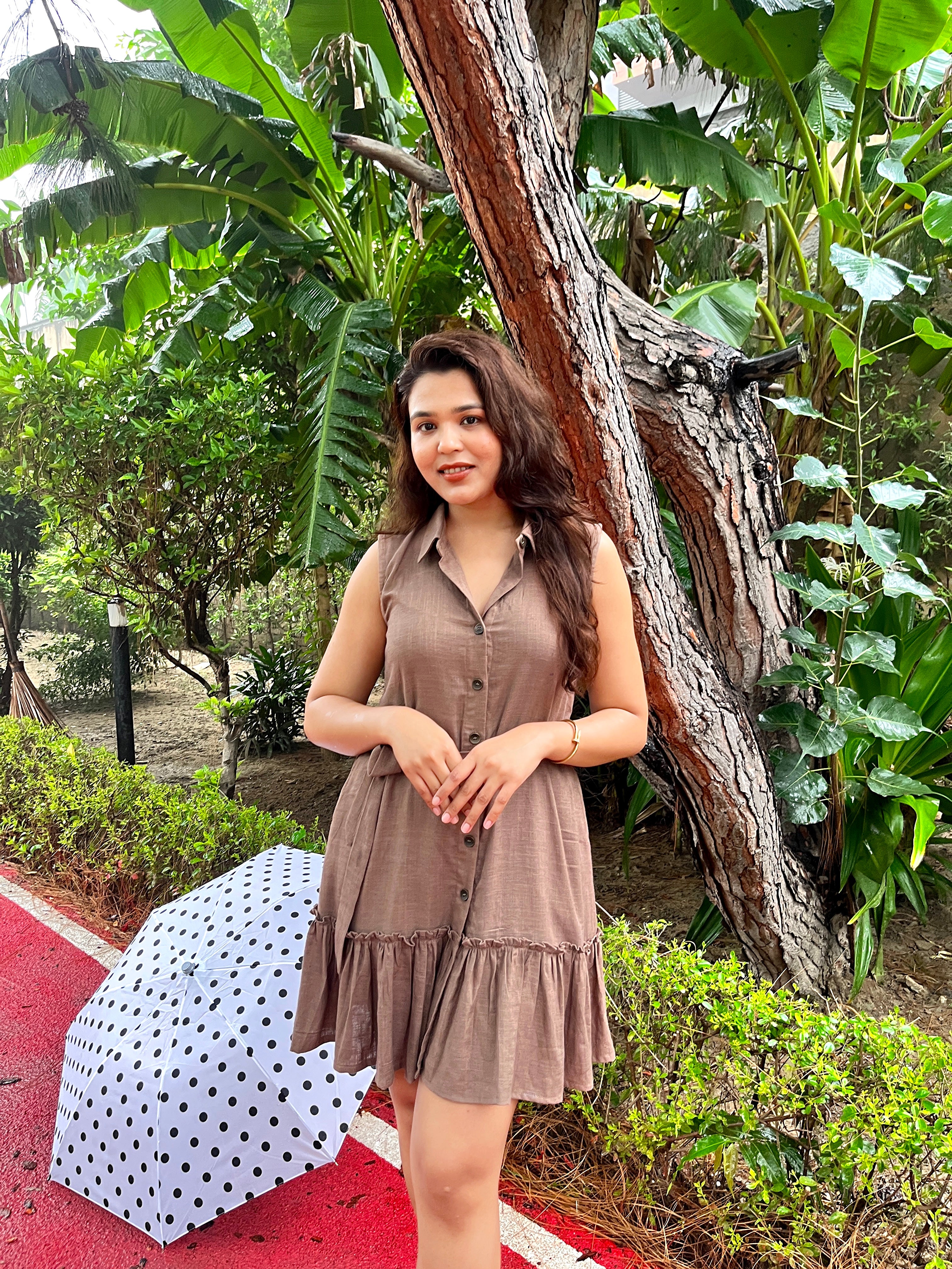 Mocha linen dress